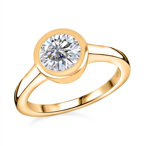 Moissanit Ring, 925 Silber 750 Gelbgold Vermeil - 1,19 ct. image number 4