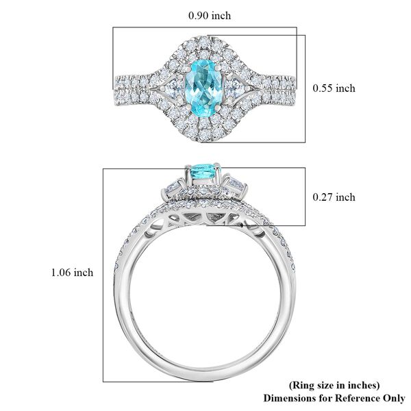 RHAPSODY zertifiziert und geprüft AAAA Paraiba Turmalin und VS-EF Diamant Ring in 950 Platin - 1,71 ct. image number 5