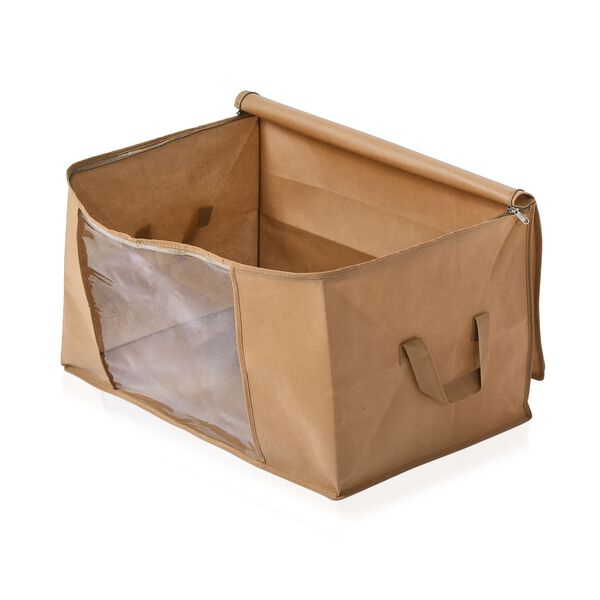 Aufbewahrungsboxen Set aus 3, Sichtfenster, 60 x 30 x 45 cm, Beige image number 6