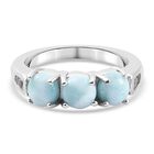 Larimar und Zirkon 3 Steinring 925 Silber platiniert (Größe 16.00) ca. 1,58 ct