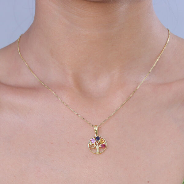 D'Joy Mehrfarbig Saphir, Blauer Saphir Schmuckset ca. 50 cm 925 Silber 750 Gelbgold vermeil ca. 1,19 ct. image number 2