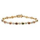 Mehrfarbiges-Turmalin, Weißer Zirkon Armband, ca. 20 cm 925 Silber vergoldet ca. 6.11 ct