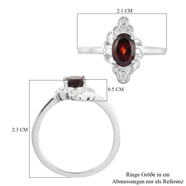 Roter Granat und Zirkon-Ring, 925 Silber  ca. 1,19 ct image number 7