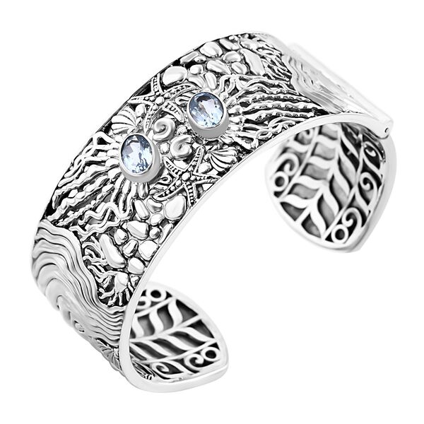 Royal Bali Kollektion- Himmelblauer Topas Armreif 19 cm- 2,90 ct. image number 3