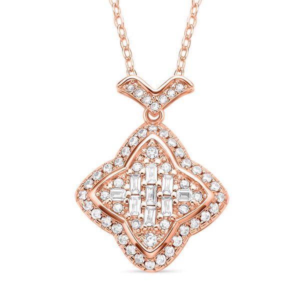 2er Set, Wei&szlig;e Zirkonia Halskette und Ohrringe, Messing, ros&eacute;farben image number 3