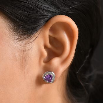 AAA Lab Grown Farbwechsel-Saphir, Lab Grown Diamant Ohrringe 417 Gold ca. 3.66 ct