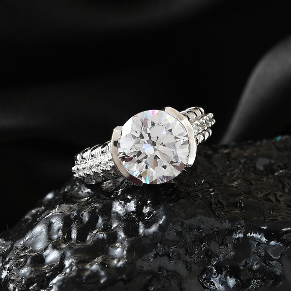 LUSTRO STELLA Hergestellt mit ZIRKONIA Ring 925 Silber Platin-&Uuml;berzug image number 2