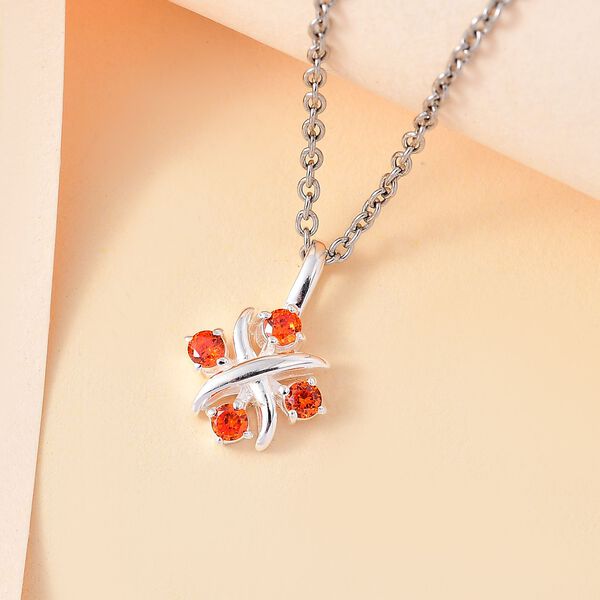 Designer Inspiriert XOXO Orange Zirkonia Schmuckset 925 Silber und Edelstahl image number 2