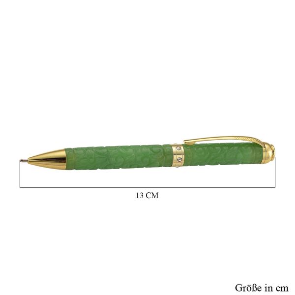 13.4*1.3cm(5.25*0.63inch )Olmec jade pen ( ball pen) ,white crystal,metal:brass,plating:std white,cutting on metal,approx image number 4