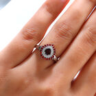 Anthill Granat und Zirkon Halo Ring 925 Silber platiniert  ca. 0,99 ct image number 2
