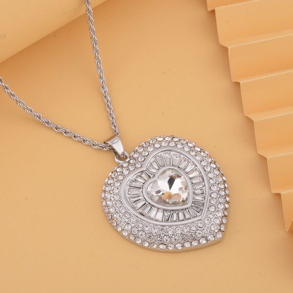 Weißer Kristall Schmuckset ca. 70 cm Eisen, Legierung image number 1