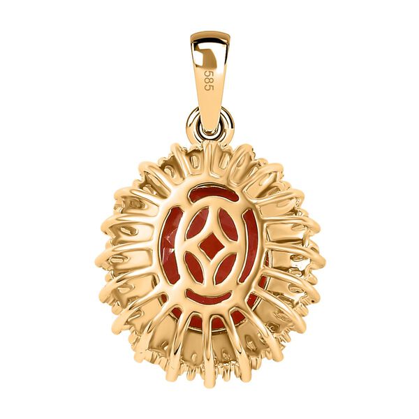 AAA Mexikanischer Kirschfeuer-Opal und Diamant Anhänger in 585 Gold - 2,99 ct. image number 6