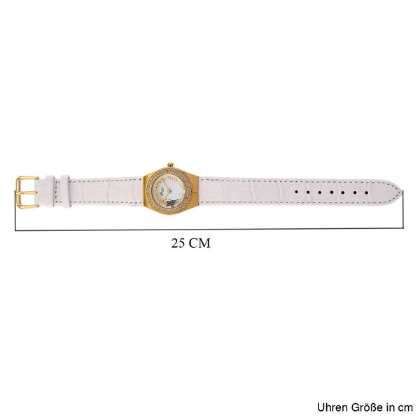 GENOA - J Francis gefertigt mit SWAROVSKI Wei&szlig;er Swarovski Kristall Uhren 23 cm Reine Legierung IP-Gelbbeschichtung image number 7