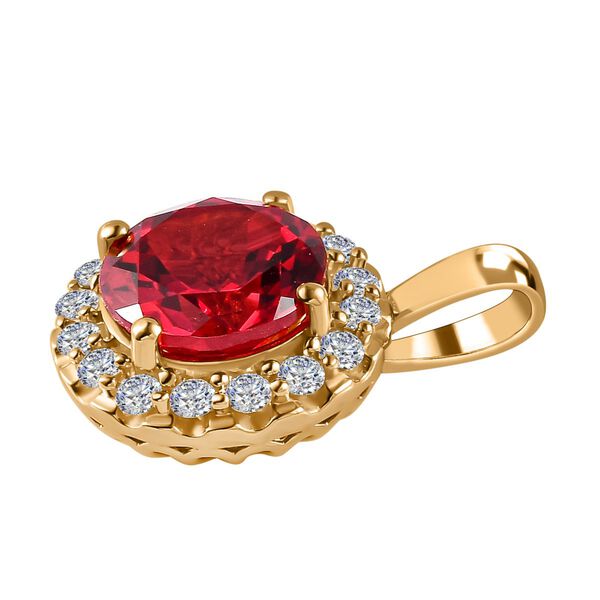 Synthetischer Padparadscha Saphir und Zirkon-Anh&auml;nger - 7,76 ct. image number 4