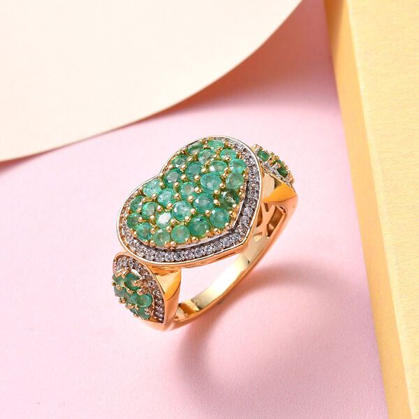 Kagem Sambischer Smaragd Ring, 925 Silber vergoldet (Größe 21.00) ca. 1.98 ct image number 2