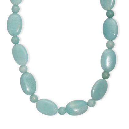 EVER TRUE Amazonit Halskette ca. 45 cm + 2.5 cm Extender, Nickelfreies Messing platiniert ca. 210.00 ct