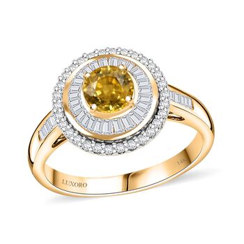 LUXORO zertifiziert und gepr&uuml;ft AAA gelber Saphir und Diamant Ring in 585 Gold - 1,70 ct.
