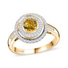 AAA Gelber Saphir, Weißer Diamant Ring 585 Gold (Größe 16.50) ca. 1,70 ct