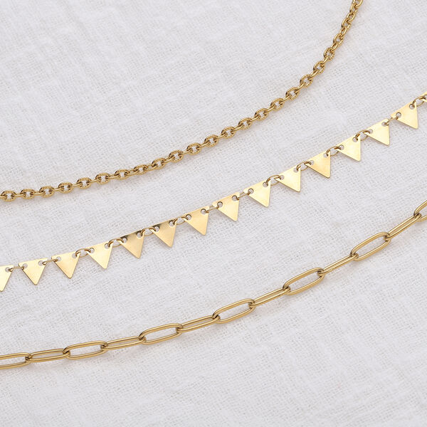 3er-Set Halskette ca. 50 cm Edelstahl vergoldet image number 2