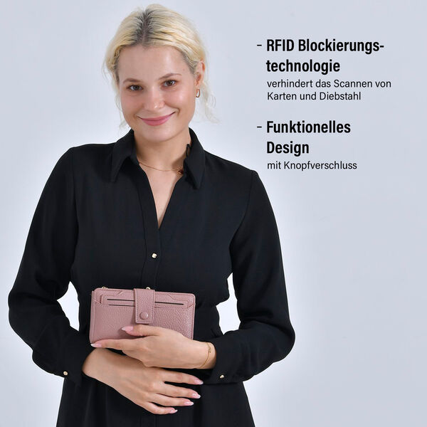 Brieftasche mit RFID-Schutz, 18x3x9cm, Rosa image number 2
