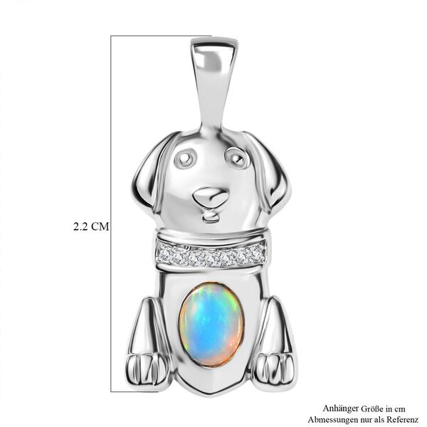 D'Joy AA Natürlicher, äthiopischer Welo Opal, Weißer Zirkon Anhänger 925 Silber platiniert ca. 0.28 ct image number 6