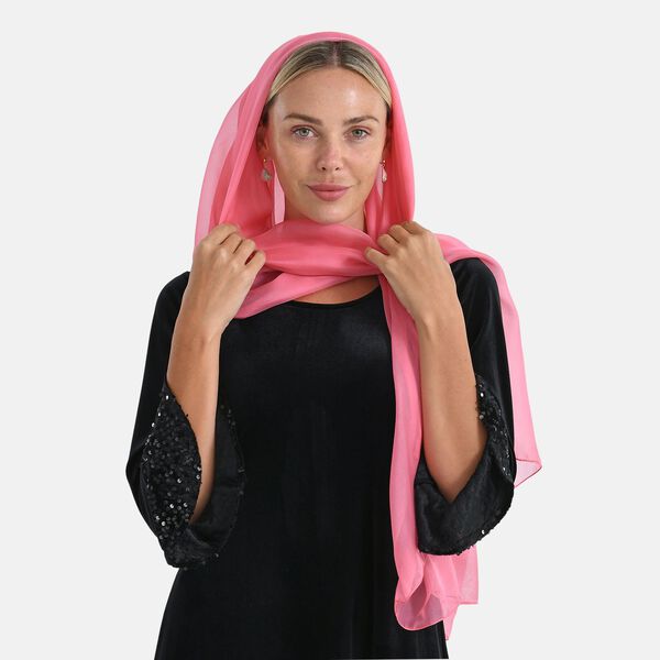 LA MAREY 2er-Set 110x180cm Seidenschal aus 100% Maulbeerseide mit Ohrringen, Rosa image number 5