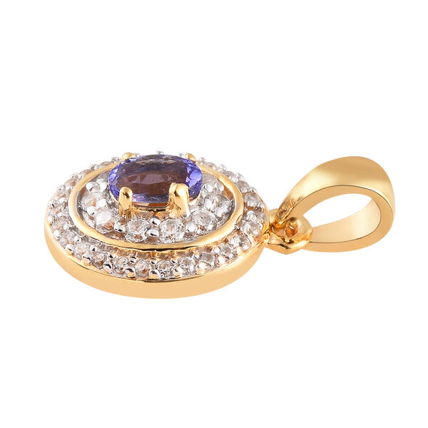 AAA Tansanit und Zirkon-Anh&auml;nger, 925 Silber vergoldet ca. 0,65 ct image number 4