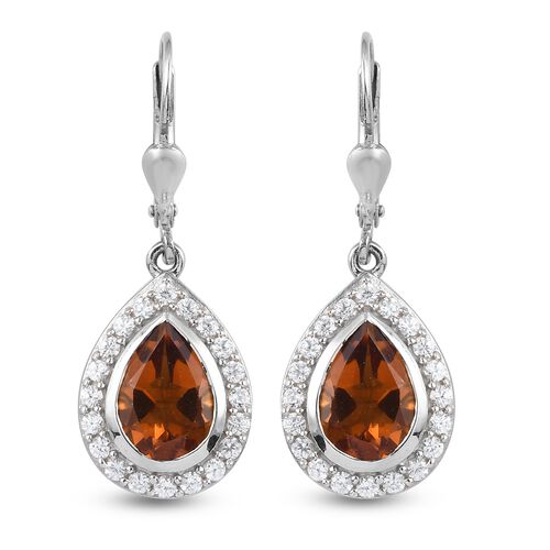 Madeira Citrin Tropfen Ohrhänger 925 Silber platiniert ca. 3,99 ct  image number 0