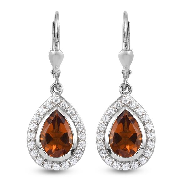 Madeira Citrin Tropfen Ohrhänger 925 Silber platiniert ca. 3,99 ct  image number 0
