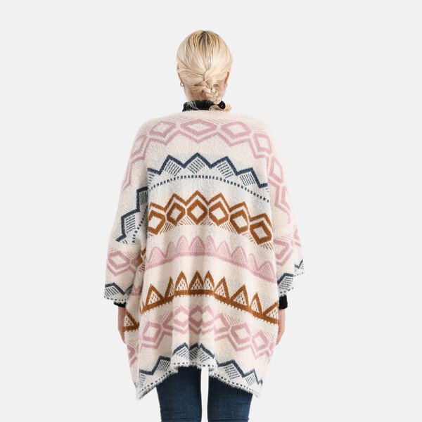La Marey - Aztekenmuster-Cardigan, One Size, 75x85cm, Rosa-Blau image number 1