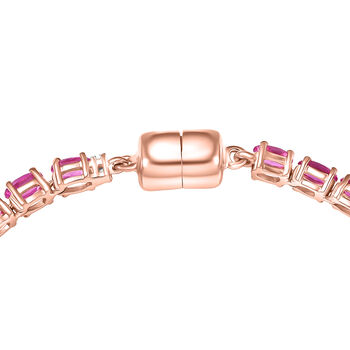 LUXURIANT AAA Labor Rosa Saphir und Labor Diamant 20cm Armband - 10,17 ct.