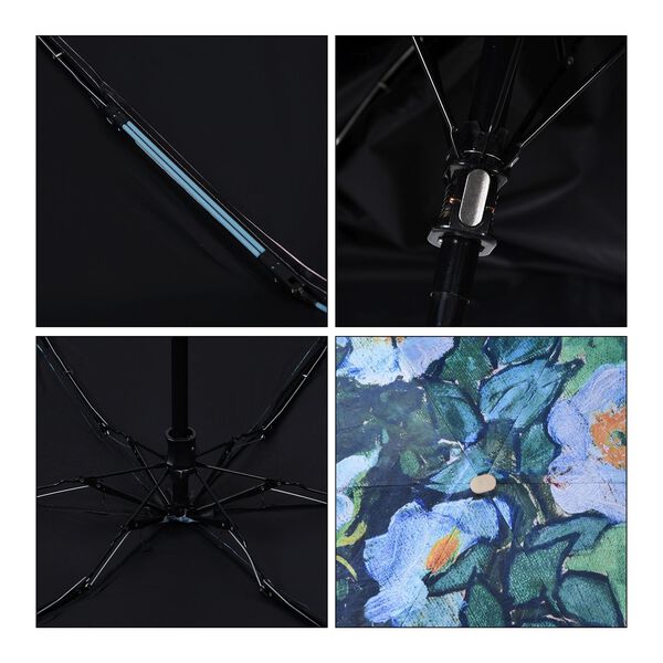 UV-Schutz Regenschirm, 91x50cm, inklusive Aufbewahrungstasche, Dunkelgr&uuml;n mit Blumen image number 8