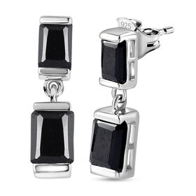 Schwarzer Spinell Ohrringe 925 Silber rhodiniert ca. 3.73 ct