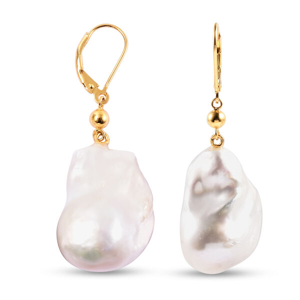 Barockperle Ohrhänger 925 Silber Gelbgold-Überzug  image number 4