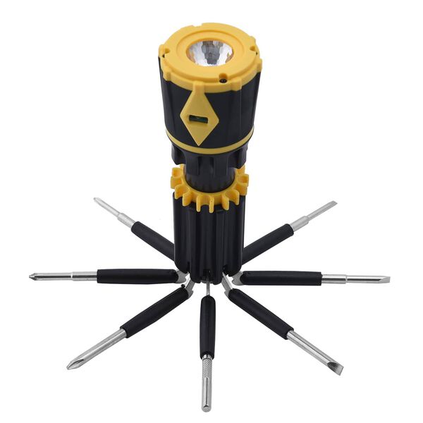 10 in 1 multifunktionale und tragbare LED-Taschenlampe, Schwarz und gelb image number 8