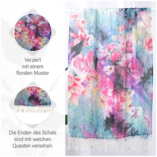 100% Merino Woll-Schal mit Quasten, 70x180cm, Mehrfarbig image number 9