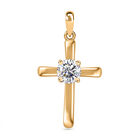 Moissanit Kreuz-Anhänger, 925 Silber vergoldet ca. 0.76 ct