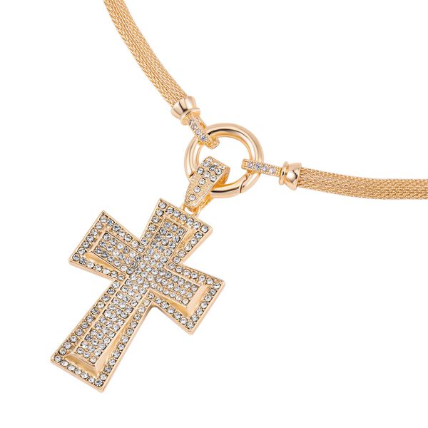 Kreuz Weiße Kristall Halskette, ca. 50 cm image number 3
