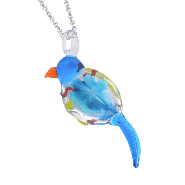 Mehfarbiger Anhänger im Murano-Stil mit 60cm Kette, Papagei Design image number 5