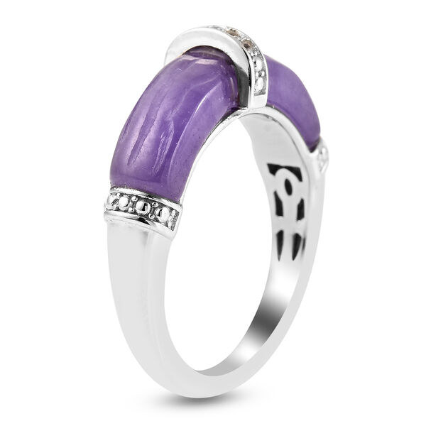 Lila Jade und Zirkon Ring 925 Silber Rhodium-&Uuml;berzug image number 4
