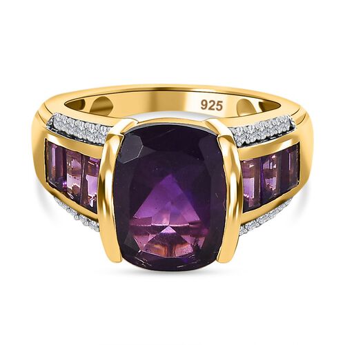Afrikanischer Amethyst Ring, 925 Silber Gelbgold Vermeil (Größe 21.00) ca. 6.10 ct image number 0
