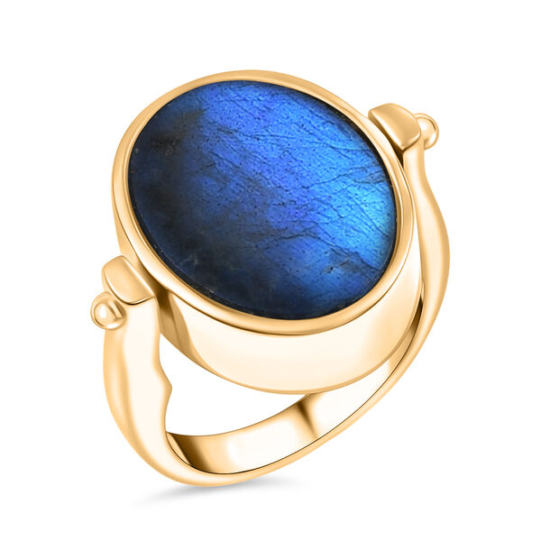 2-in-1 Labradorit Siegel Ring und Anh&auml;nger im Wende-Design, Messing goldfarben, mit Edelstahlkette, (Gr&ouml;&szlig;e 19.00), ca. 23.07 ct image number 4