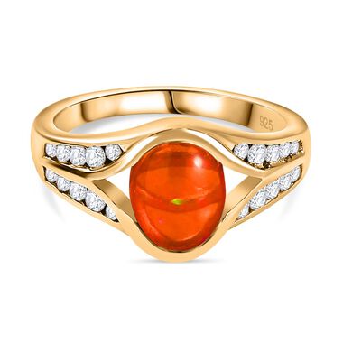 AA orange äthiopischer Opal und Zirkon-Ring - 1,49 ct.