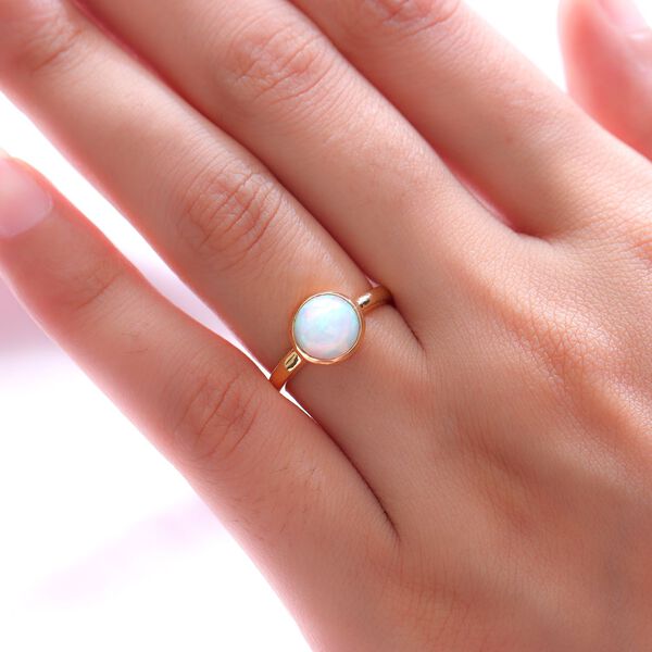 Nat&uuml;rlicher, &auml;thiopischer Welo Opal Ring, 925 Silber Gelbgold Vermeil  ca. 1,30 ct image number 3