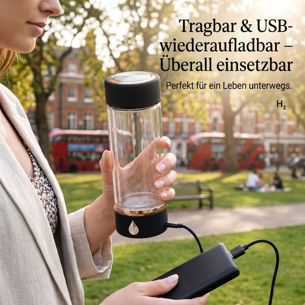 Hydrogener Wasserstoff Wassergenerator 380ml, 7x21cm, Schwarz image number 4