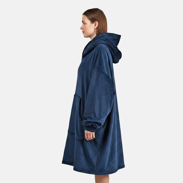 Kuschelige, einlagige Hoodie-Decke aus 230gsm Flanell, Einheitsgr&ouml;&szlig;e, L&auml;nge 124cm, Blau image number 3