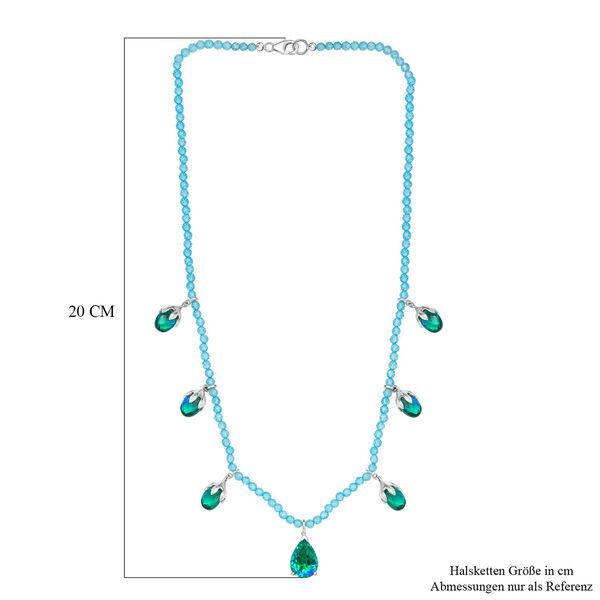 Pfau Triplett Quarz und blaue Apatit Halskette, 45 cm - 52,66 ct. image number 6