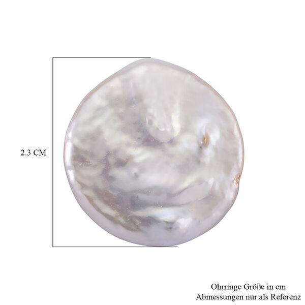 Wei&szlig;e S&uuml;&szlig;wasser Perle Ohrringe Reiner Edelstahl Gelb image number 5