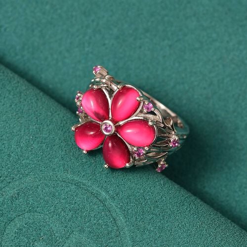 GP Italienische Garten Kollektion - Maulbeer Mondstein, Rosa Saphir Ring 925 Silber rhodiniert (Größe 17.00) ca. 4.30 ct image number 1