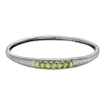 Peridot, Wei&szlig;er Zirkon Armreif ca. 19 cm Edelstahl ca. 3,57 ct.